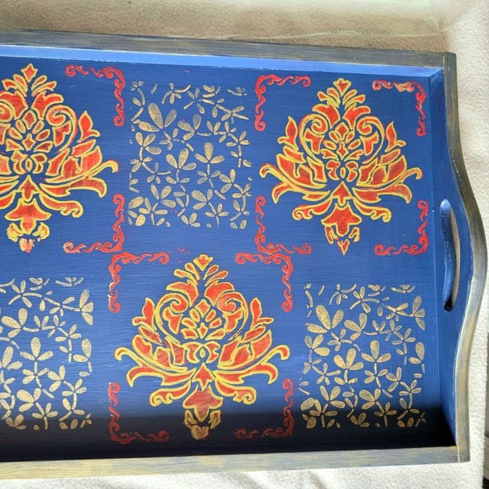 One Hand painted Wooden Tray ,some have both paint and decoupage